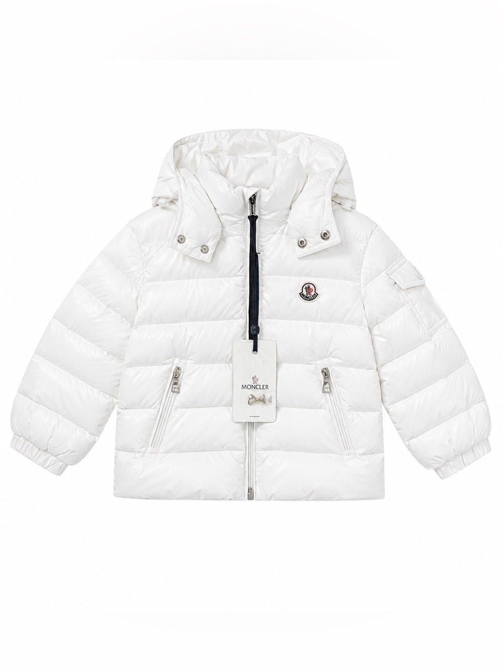 Moncler White Quilted Hooded Puffer Jacket for Kids
